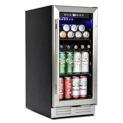 5.1Cu.Ft Soda or Beer Small Wine or Champagne Cooler Low Noise Transparent  Glass Door with a Lock LED Light - 24inch - Yahoo Shopping