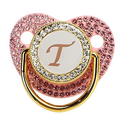 Baby Initial Crystal Glam Pacifier & Personalised Clip Set – Tianoor