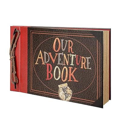 Scrapbook Photo Album,Our Adventure Book Scrapbook, Embossed Words Hard  Cover Movie Up Travel Scrapbook for Anniversary, Wedding, Travelling, Baby