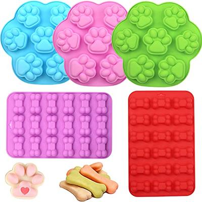 2 Pack Silicone Molds Puppy Dog Paw and Dog Bone Silicone Dog Treat Molds  for DIY Baking Chocolate,Candy,Jelly,Ice Cube,Dog Treats