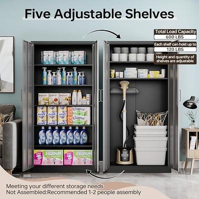 SISESOL Metal Storage Cabinet with Doors and Shelves, 71 Tool Storage  Cabinet- Garage Cabinets and Storage System Kitchen Pantry Storage Cabinet  with