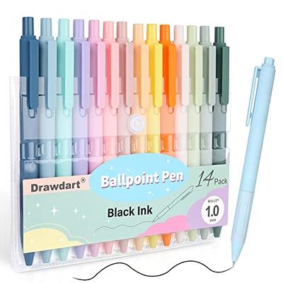 Drawdart Gel Pens, 12 Pcs Smooth Writing Pens No Bleed & Smear, Black Ink  Cute Pens Fine Point (0.5mm), Retractable Aesthetic Journaling Pens School