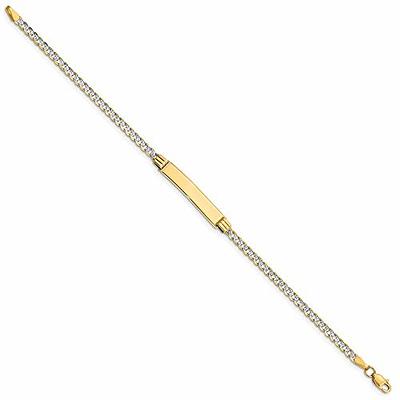 Solid 14k White and Yellow Gold Two Toned Pave Curb Cuban ID