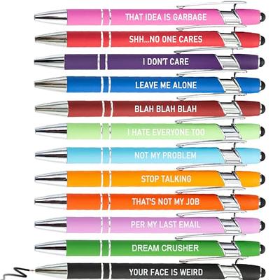 12 Pack Snarky Ballpoint Pens with Sarcastic Quotes, Funny Work