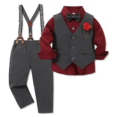 Infant Boy Formal Wear 9-12M Gentleman Long Sleeve Romper Outfit Wedding  Suspenders Bowtie Todder Dress Clothes (Purple, 9-12 Months) : Amazon.ca:  Clothing, Shoes & Accessories