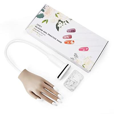 Silicone Practice Hand for Acrylic Nails, Mannequin Hands for Nails  Practice with Bracket, Life Size Fake Hand for DIY Nails with 100pcs Nail  Tips, 3pcs Nail Files