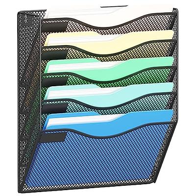 Ultimate Office Mesh Wall File Organizer, 8 Tier Vertical Mount Hanging  File Sorter. Multipurpose Display Rack Includes 18, 3rd Cut PocketFile  Clear