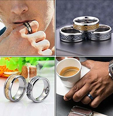 Flat Beveled Edge 6mm or 8mm Stainless Steel Band Ring in 4 Colors. Couple Ring