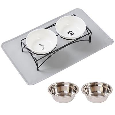 Custom Pet Food Mat w/ Stainless Steel Bowl Set