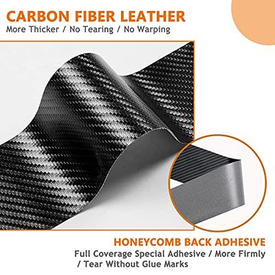 4Pcs Carbon Fiber Leather Car Door Sill Protector Stickers for