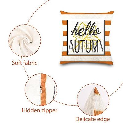 Fall Decor Throw Pillow Covers 18x18 Set of 4, Hello Autumn