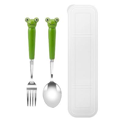 Utensil set - 2 spoon /2 fork/ travel pouch - GREEN - The Fancy Frog  Boutique