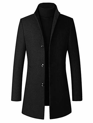 Men's Slim Fit Winter Warm Notched Collar Long Blend Coat Business Jacket  Overcoat Coats Pea Coat