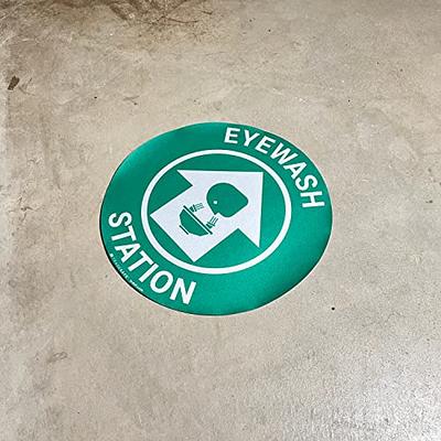 TRADESAFE Eye Wash Station Anti-Slip Floor Sticker - Emergency Eyewash Station Sign, Peel and Stick Adhesive Vinyl Sign, ANSI-Compliant, 17”