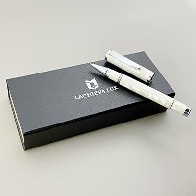 BEILUNER Luxury Rollerball Pen, Silver Grey Pen Barrel with Chrome