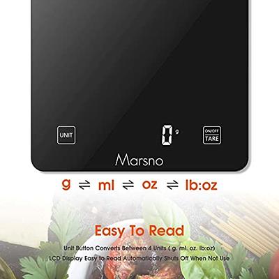 Digital Food Kitchen Scale,Marsno 22lb Food Scale Digital Weight Grams and  oz for Cooking Baking, 1g/0.1oz Precise Graduation, Sleek Tempered Glass  Battery Included (Black) - Yahoo Shopping