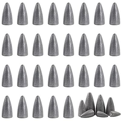 Bullet Fishing Weights Sinkers,40pcs Worm Weights Slip Sinker Assorted Set  for Bass Fishing Texas Rigs