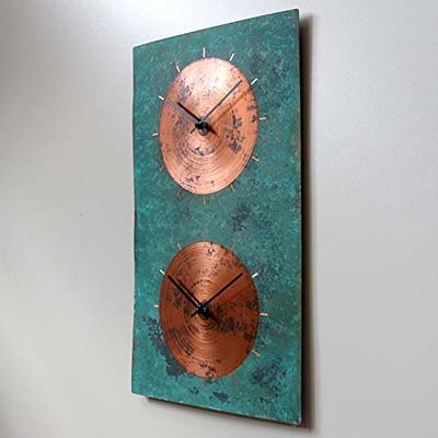 InTheTime 12-inch Rectangular Two Dials Turquoise Copper Wall