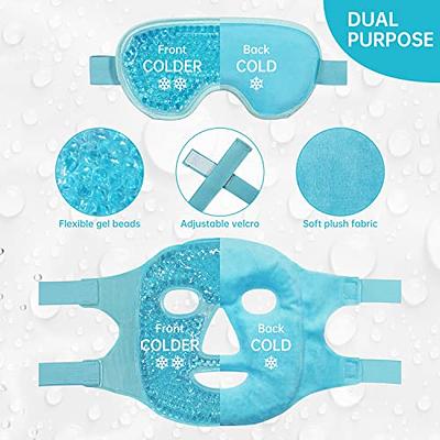 NEWGO Face Ice Pack Cooling Face Mask, Hot Cold Therapy Full Face Mask for  Migraines, Headache, Stress, Redness, Puffiness, Acne - Blue