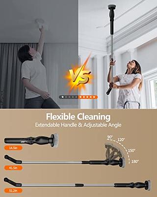 Household Electric Spin Scrubber, Cordless Cleaning Brush with Replaceable  Brush Heads, Adjustable Telescopic Handle, Low Noise & Power Cleaning Scrub  for Bathroom Living Room Kitchen