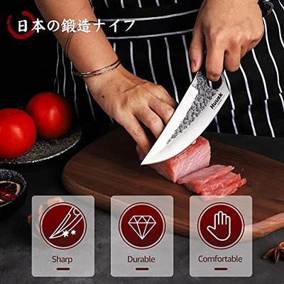 Huusk Cool Cooking Knives Bundle Viking Knives Hand Forged Boning Knife  Full Tang Japanese Chef Knife with Sheath