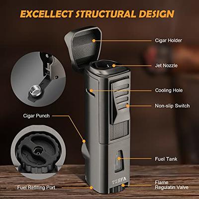 XIFEI TISFA Torch Lighter Triple Jet Flame with Cigar Punch, Refillabl