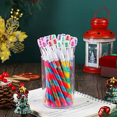 Qilery 24 Pcs Christmas Pencils Multi Point Stackable Push Pencils