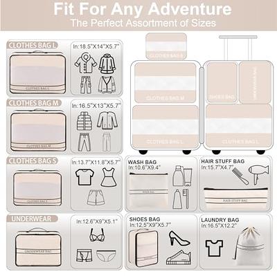 NuAngela Packing Cubes for Suitcases, 8 Set Luggage Organizers Bags for Travel  Accessories with Laundry Bags, Compression Storage Shoe Bag, Clothing  Underwear Bag (8 Set, Beige) - Yahoo Shopping