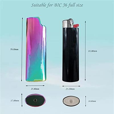 Lucklybestseller Metal Lighter Case Cover Floral Stamped for Bic Full Size  Lighter J6 (White Gold)