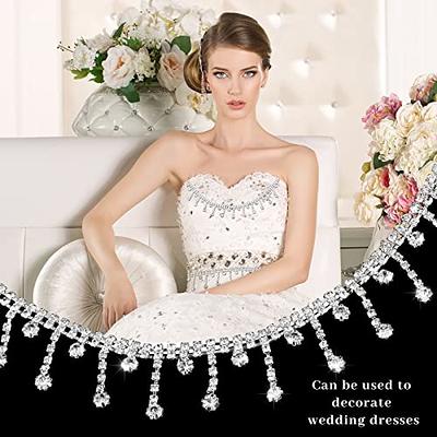 Rhinestone Trim Long Fringe Long Rhinestone Fringe Fringe Trimming by the  Yard Rhinestone Chain Wedding Decoration 