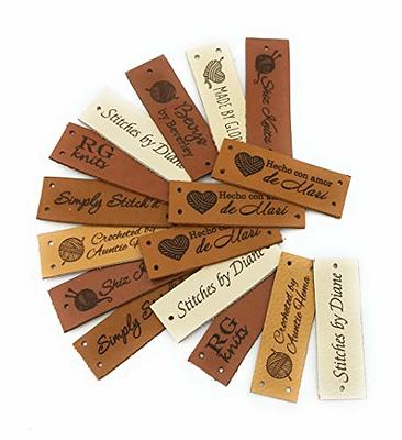 Leather labels for crochet, labels for knitting, custom leather labels,  labels for handmade items, leather labels personalized, set of 25 pc -  Yahoo Shopping