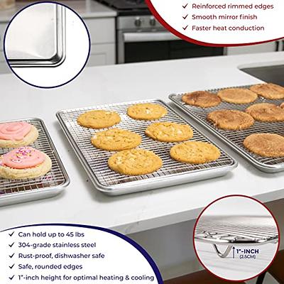 Checkered Chef Quarter Sheet Pan and Rack Set 9.5 x 13 inches. Aluminum  Cookie Sheet/Baking