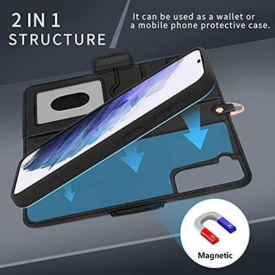 NJJEX Wallet Case for Samsung Galaxy S21 5G, for Galaxy S21 Case, [9 Card  Slots] PU Leather ID Credit Holder Folio Flip [Detachable] Kickstand