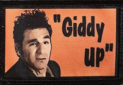 Seinfeld Kramer Giddy Up Funny Morale Patch Morale Patch Tactical Military.  2x3 Hook and Loop Made in The USA Perfect for Your Rucksack, Pack Bag,  Molle Gear, Operator hat or Cap! 
