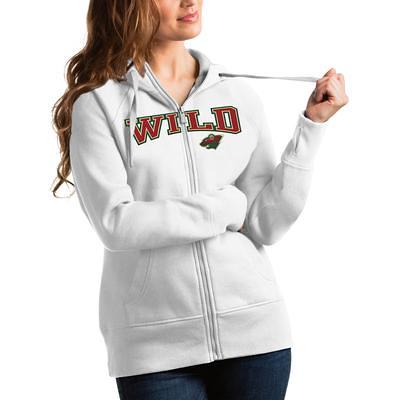 Men's Antigua White Minnesota Wild Logo Victory Pullover Hoodie