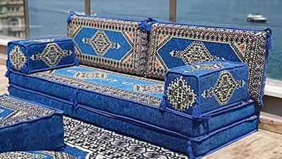 8 Thickness Royal Blue Floor Cushions, Arabic Floor Sofa Seating