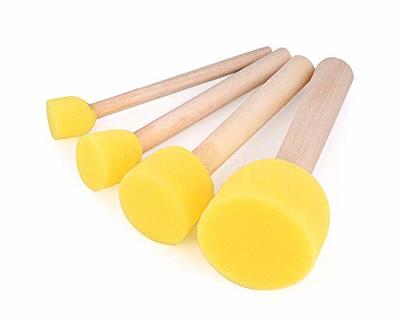 100Pcs Round Paint Foam Brush Set,Wooden Handle Paint Foam Sponge  Brush,Painting Tools for Kids Arts and Crafts,4 Size