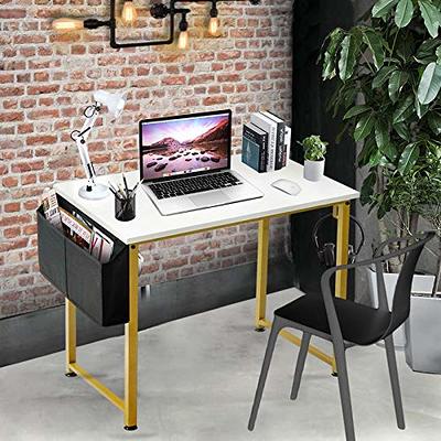 Small Computer Desk Small Office Desk 31 Inch Writing Desk Home Office  Desks Small Space Desk Study Table Modern Simple Style Work Table with  Storage Bag Iron Hook Metal Frame for Home