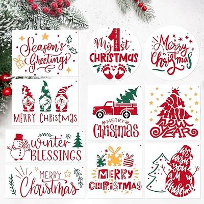 10 Piece Christmas Stencils Template Set , Journal Stencil Plastic Stencils for DIY Card, Window, Wood, Cookie, Paper, Fabric, Glass, and Wall Art, CH