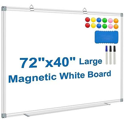 Large Magnetic Whiteboard, maxtek 60 x 48 inches Magnetic Dry  Erase Board Foldable with Marker Tray 1 Eraser 3 Markers and 6 Magnets