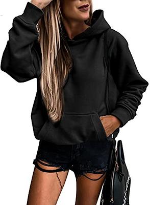 SHEWIN Womens Hoodie Pullover Long Sleeve Solid Button Fleece