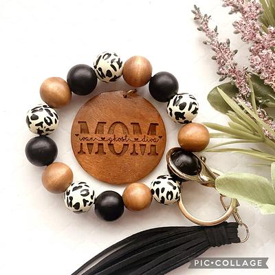 Personalized Wristlet Keychain, Engraved Wood Bead Bracelet Gift For Her,  Mom, Monogram Keychain - Yahoo Shopping