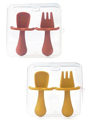 2pcs Silicone Baby Spoon And Fork Set, Self-Feeding Utensils For Baby, Infant  Feeding Spoon And Fork, Bpa-Free, First Stage