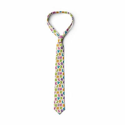 Ambesonne Men's Tie, Letters Alphabet ABC, 3.7