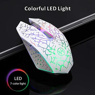 Pink Gaming Mouse Silent Click, LED Backlit Optical Game Mice Ergonomic USB  Wired Mice Compatible with Laptop PC, 7 Buttons, 4 Adjustable DPI