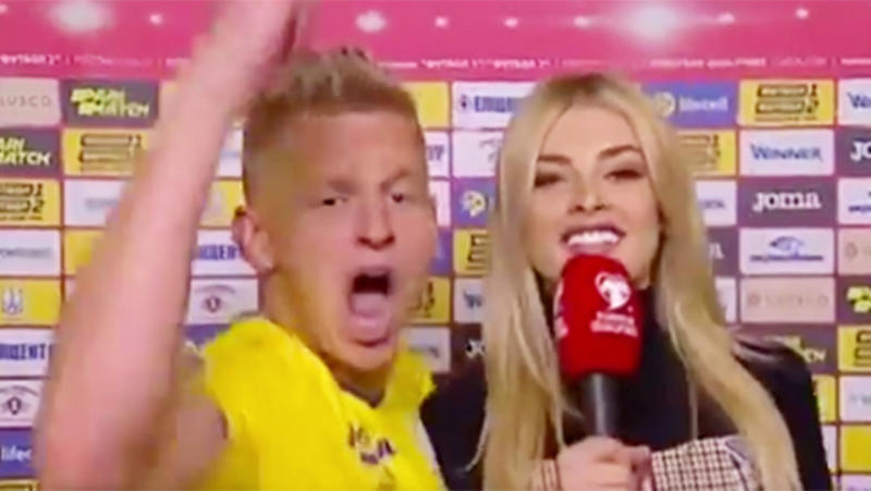 Euro: Zinchenko gatecrashes interview after Ukraine qualify