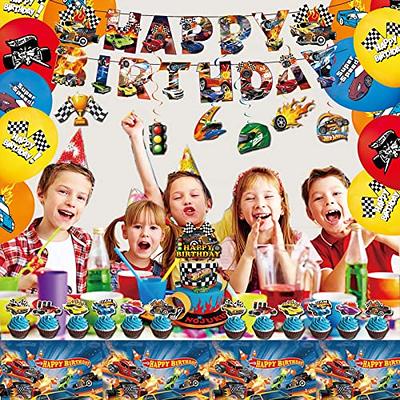 58 Pcs Game Birthday Decorations,Included Banner,Tablecloth,Hanging Swirls,Cake Topper,Cupcake Toppers,Backdrop,Balloon,Game Tableware Set for Boy