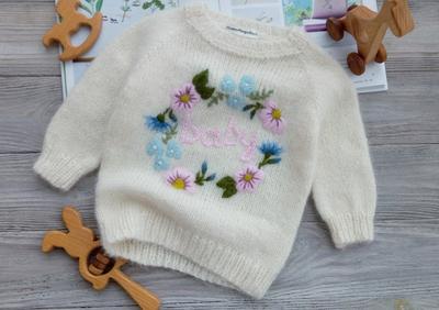 Knit Floral Baby Cardigan Sweater, Flower Cotton Handmade Kids Clothes,  Baby shower newborn gift, Sweater Cardigan for girls and boy Outfit