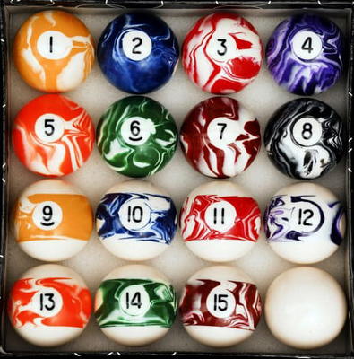  Imperium Style Pool Balls Billiard Set - Regulation Size - 17  Pc Professional Pool Set w/Cue Ball and Sleek Black and Silver Case - Multi  Colored - Ball Size 2.25