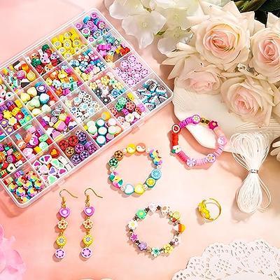 1280PCS Polymer Clay Beads Fruit Flower Beads, 24 Style Cute Smiley Heart Mushroom Clay Beads Charms for Jewelry Bracelet Necklace Earring Making